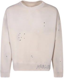 MAISON MARGIELA Bordeaux Sweatshirt met Frontprint Maison Margiela , Beige , Heren - M,S