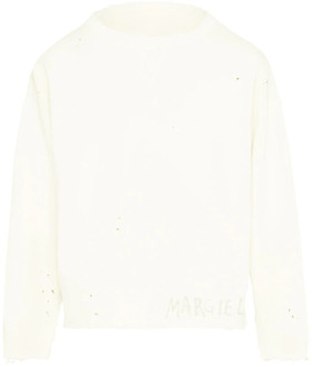 MAISON MARGIELA Handgeschreven Katoenen Sweatshirt met Logoprint Maison Margiela , White , Heren - L,S