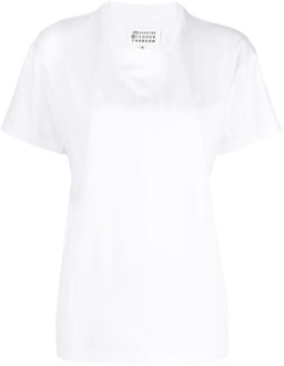 MAISON MARGIELA Iconisch Logo Dames Crew-Neck T-Shirt Maison Margiela , White , Dames - XS