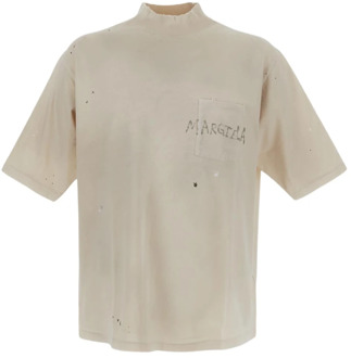 MAISON MARGIELA Katoenen Logo T-Shirt Maison Margiela , Beige , Heren