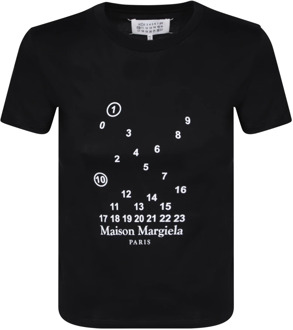 MAISON MARGIELA Katoenen T-shirt met Logo Print Maison Margiela , Black , Dames - L,M,S,Xs