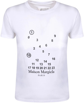 MAISON MARGIELA Katoenen T-shirt met Logo Print Maison Margiela , White , Dames - L,M,S,Xs