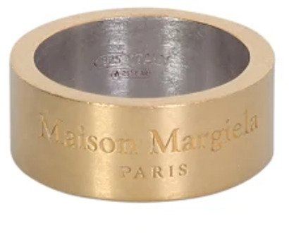 MAISON MARGIELA Matte Afwerking Gegraveerde Logo Band Ring Maison Margiela , Gray , Dames