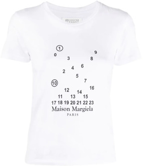 MAISON MARGIELA Numeric Logo Crewneck T-shirts en Polos Maison Margiela , White , Dames - L,M,S,Xs