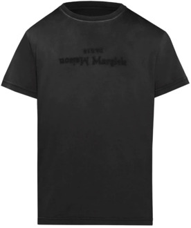 MAISON MARGIELA T-shirt met Distressed Logo Print Maison Margiela , Black , Dames - S