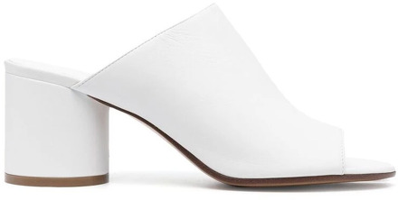 MAISON MARGIELA Verhoog je avondlook met witte leren peep-toe muiltjes met lage hak Maison Margiela , White , Dames - 37 EU