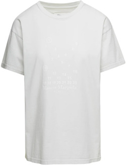 MAISON MARGIELA Wit Katoenen Logo Print Dames T-Shirt Maison Margiela , White , Dames