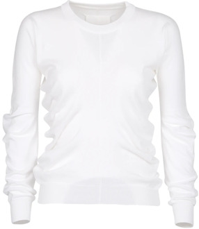 MAISON MARGIELA Wit Katoenen Sweatshirt met Ronde Hals en Lange Mouwen Maison Margiela , White , Dames