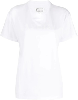 MAISON MARGIELA Witte Katoenen Crew-Neck T-Shirt Maison Margiela , White , Dames