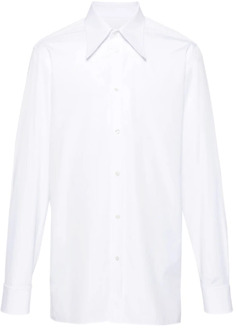 MAISON MARGIELA Witte Katoenen Overhemd met Vier-Stiksel Logo Maison Margiela , White , Heren