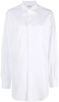 MAISON MARGIELA Witte overhemd met lange mouwen, puntige kraag en knoopsluiting Maison Margiela , White , Dames - XS