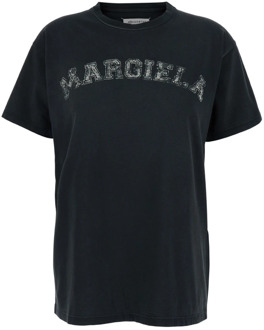 MAISON MARGIELA Zwart Katoenen Jersey T-Shirt Vintage Logo Maison Margiela , Black , Heren - Xl,M,S