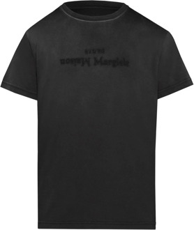 MAISON MARGIELA Zwart Logo Print Katoenen T-Shirt Maison Margiela , Black , Dames