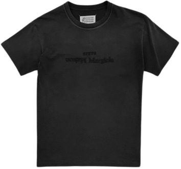 MAISON MARGIELA Zwart T-shirt met omgekeerd logo Maison Margiela , Gray , Dames - L,M,S