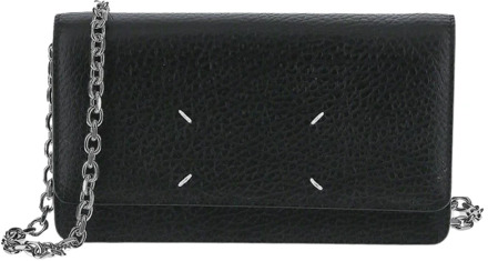 MAISON MARGIELA Zwarte Chain Wallet met Vier Stiksels Maison Margiela , Black , Dames - ONE Size