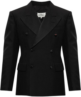 MAISON MARGIELA Zwarte double-breasted blazer van wolmix Maison Margiela , Black , Heren - 3Xs,2Xs
