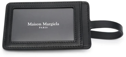 MAISON MARGIELA Zwarte leren portemonnee met badgehouder Maison Margiela , Black , Dames - ONE Size