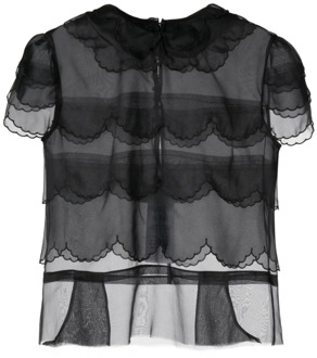 MAISON MARGIELA Zwarte zijden shirt met ronde hals Maison Margiela , Black , Dames - 2Xs,3Xs