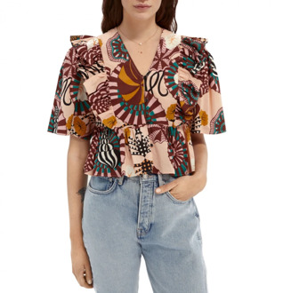 Maison Scotch Katoenen top met print Multicolour