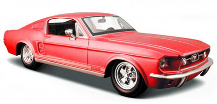 Maisto Modelauto/speelgoedauto Ford Mustang GT 1967 - rood - 19 cm - schaal 1:24