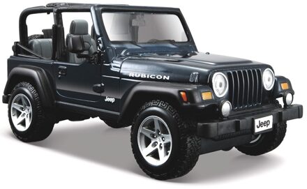 Maisto Modelauto/speelgoedauto Jeep Wrangler Rubicon cabrio - donkerblauw - 14 cm - schaal 1:24