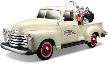 Maisto Schaalmodel Chevrolet 3100 Pick-up 1950 Met Harley Davidson Motor 1:24 - Speelgoed Auto Schaalmodel