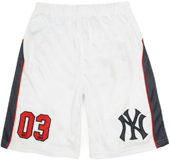 Majestic NYY Poly Mesh Heren Witte Shorts