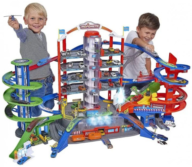 Majorette-garage Super City 7 floors, includes 6 cars and motorized train with light and sound, for children from 5 years