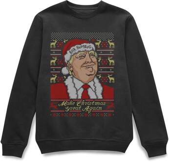 Make Christmas Great Again Donald Trump Christmas Jumper - Black - M Zwart