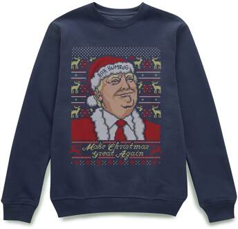 Make Christmas Great Again Donald Trump Christmas Jumper - Navy - M Blauw