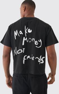 Make Money Not Friends Slogan Baby Tee, Black - L