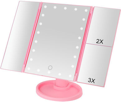 Make-Up 22 Led Vanity Spiegel Met Verlichting 1X2X3X10X Vergroting Glas Draagbare Touch Screen Make Up Spiegel Flexibele Compact Mirr WH 22 Lights reeks A