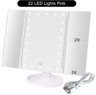 Make-Up 22 Led Vanity Spiegel Met Verlichting 1X2X3X10X Vergroting Glas Draagbare Touch Screen Make Up Spiegel Flexibele Compact Mirr WH 22 Lights reeks B