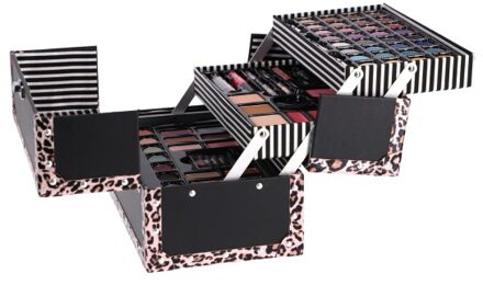 make-up koffer 24 x 18 cm polyurethaan zwart 75-delig