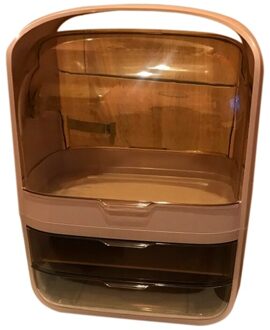 Make-Up Organisator Grote Capaciteit Waterdicht Stofdicht Badkamer Cosmetische Opbergdoos Desktop Beauty Opberglade roze