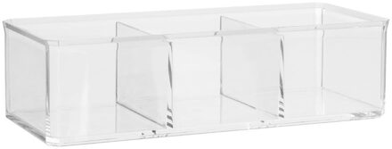 Make-up organizer 3 vakken rechthoek 23 x 8,5 cm van kunststof - Make-up dozen Transparant