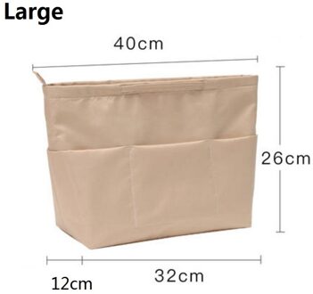 Make-Up Organizer Bag Nylon Reizen Purse Organizer Insert Cosmetiqueras Fit Grote Luxe Handtassen bruin groot nieuw