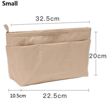 Make-Up Organizer Bag Nylon Reizen Purse Organizer Insert Cosmetiqueras Fit Grote Luxe Handtassen bruin klein nieuw