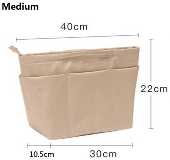 Make-Up Organizer Bag Nylon Reizen Purse Organizer Insert Cosmetiqueras Fit Grote Luxe Handtassen bruin medium nieuw