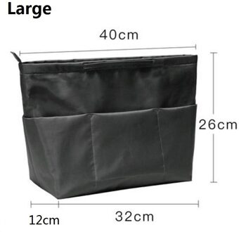 Make-Up Organizer Bag Nylon Reizen Purse Organizer Insert Cosmetiqueras Fit Grote Luxe Handtassen zwart groot nieuw
