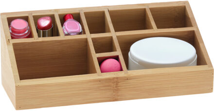 Make-up organizer - bamboe hout - 23 x 9 x 9 cm - kwasten houder