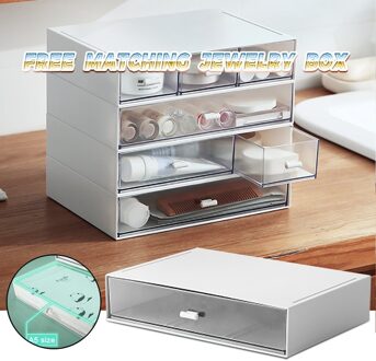 Make-Up Organizer Laden Plastic Cosmetische Opbergdoos Sieraden Container Kan Worden Gecombineerd En Bovenop Organisatoren