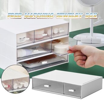 Make-Up Organizer Laden Plastic Cosmetische Opbergdoos Sieraden Container Kan Worden Gecombineerd En Bovenop Organisatoren