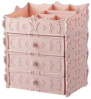 Make-Up Organizer Multi-Layer Plastic Cosmetische Lade Container Doos Voor Opslag Nail Sieraden Houder Case Office Dozen roze