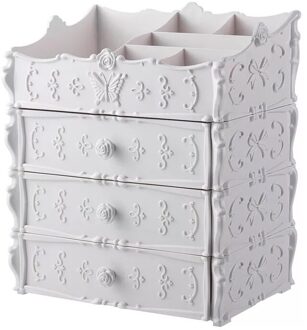 Make-Up Organizer Multi-Layer Plastic Cosmetische Lade Container Doos Voor Opslag Nail Sieraden Houder Case Office Dozen wit