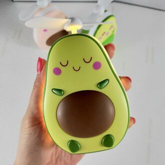Make-Up Spiegel Draagbare Avocado Vorm Handheld Mini Luchtkoeler Ventilator Met Licht Invullen Spiegel Usb Drie Manier Vullen Licht Maken-Up Spiegel 1