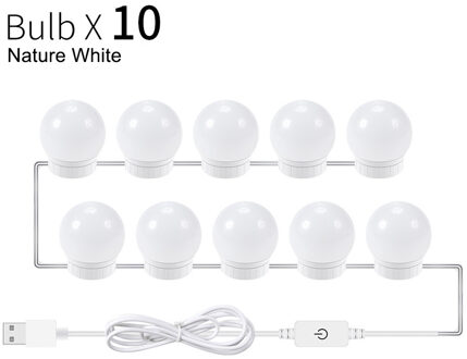 Make-up Spiegel Led-lampen Usb-poort Opladen Touch Dimbare Led Vanity Lampen Hollywood Cosmetische Make up Beauty Spiegels Lichten 10 licht Bulbs