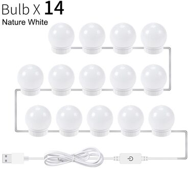 Make-up Spiegel Led-lampen Usb-poort Opladen Touch Dimbare Led Vanity Lampen Hollywood Cosmetische Make up Beauty Spiegels Lichten 14 licht Bulbs