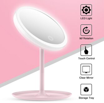 Make-Up Spiegel Met Led Licht Kaptafel Spiegel Schoonheid Ring Licht Spiegel Beauty Tools Voor Foto Vullen Licht Kleine Spiegels Roze