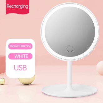 Make-Up Spiegel Met Led Light Stand Verstelbare Touch Dimmer Kaptafel Cosmetische Spiegel Smart Vullen Licht Tricolor wit